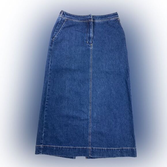 Eddie Bauer Skirt Women's Size 10 Blue Denim Maxi Long Length Modest Casual - Picture 1 of 9